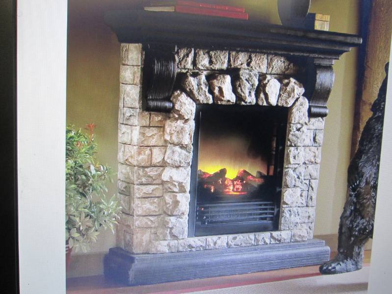 Faux Stone Fireplace open box Retai...