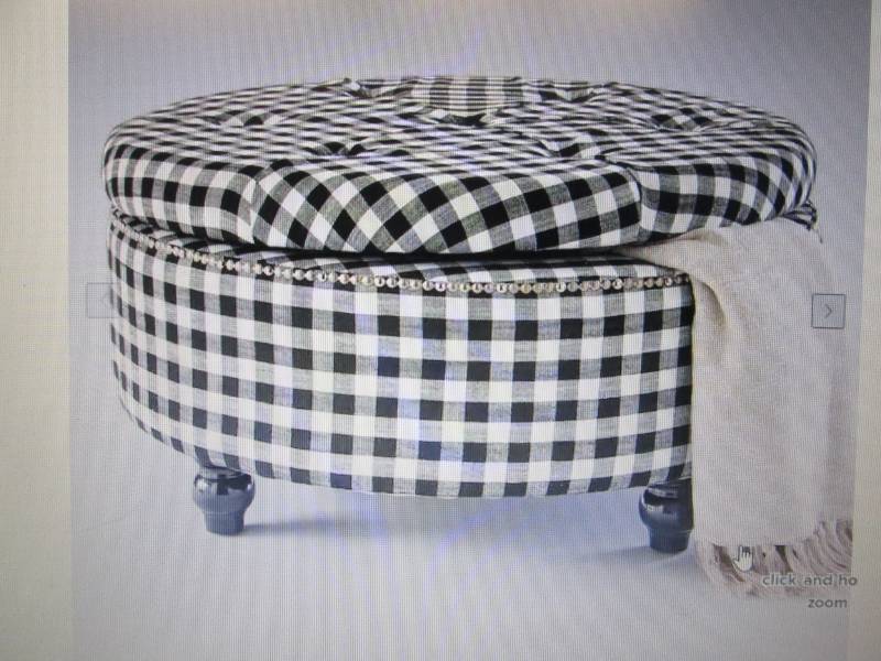 Black Check Storage Ottoman open bo...