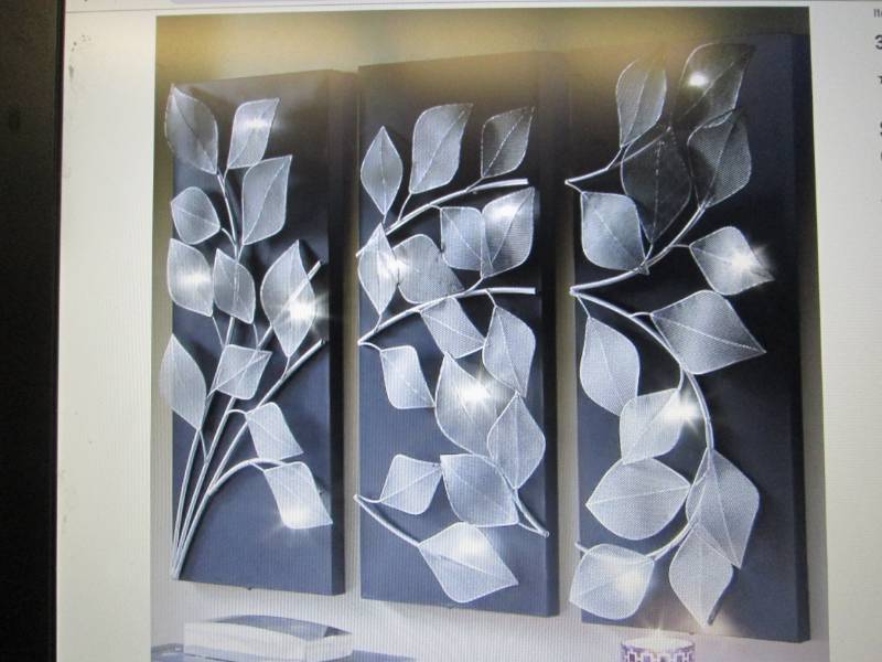 3-Panel Lit Leaves Wall Art open bo...