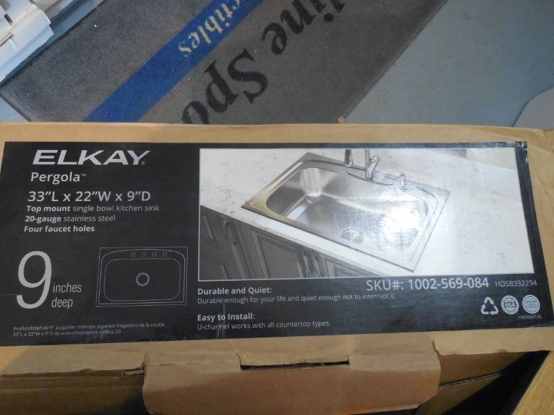 Elkay Pergola Drop-In Stainless Steel 33 in. 4-Hole Single Bowl Kitchen Sink