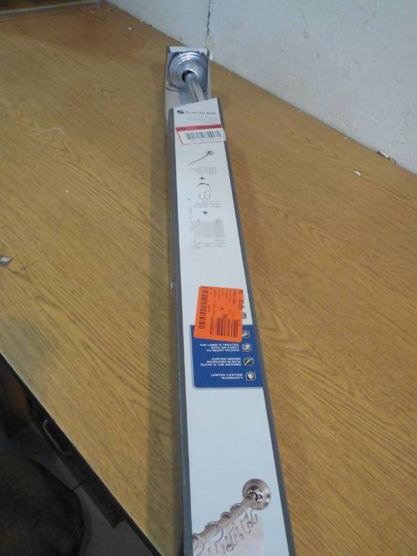 Glacier Bay Rustproof 72 in. Adjustable Tension Mount Curved Shower Rod in Brushed Nickel