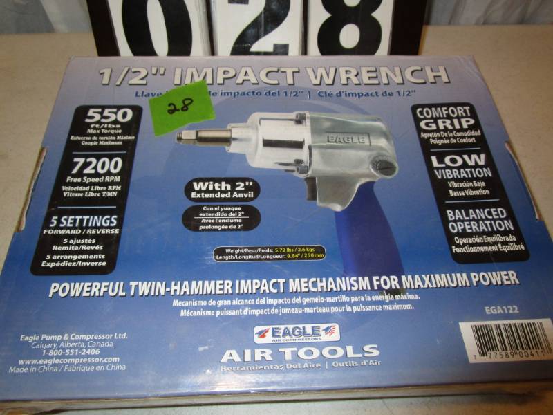 Eagle 12 Impact Wrench w2 Extended Anvil