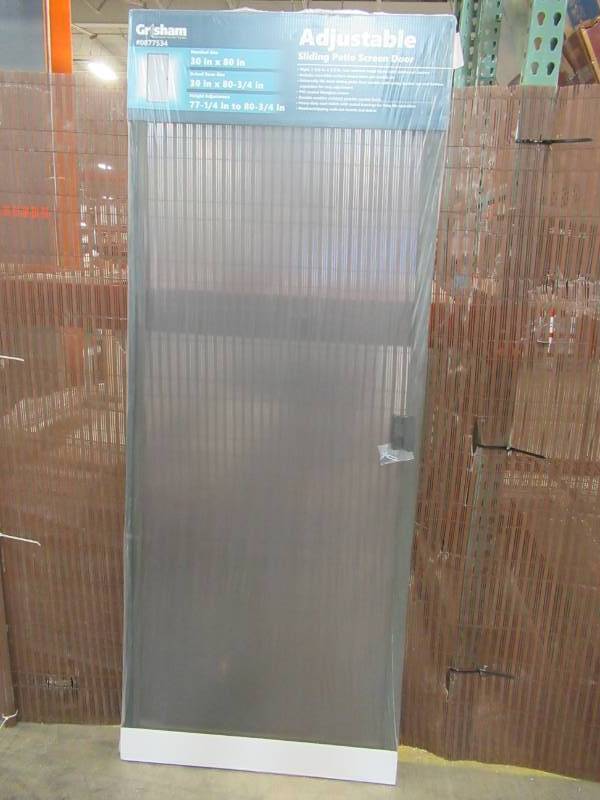 lot 213 image: Grisham Bronze Steel Sliding Curtain Screen Door (Common 30-in x 80-in) SCRPSA30BRZ