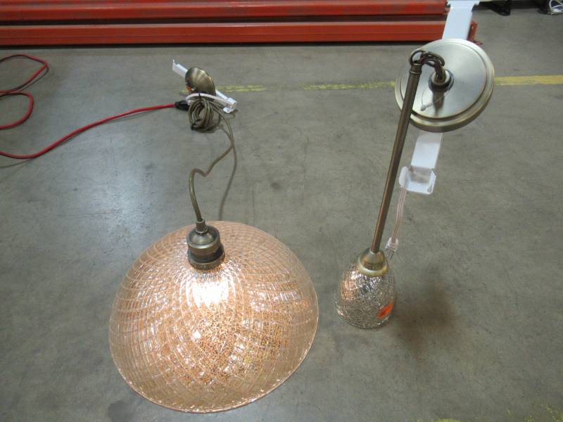 lot 252 image: allen  roth Lynlore 4.53-in Old Brass Vintage Pendant Lights.