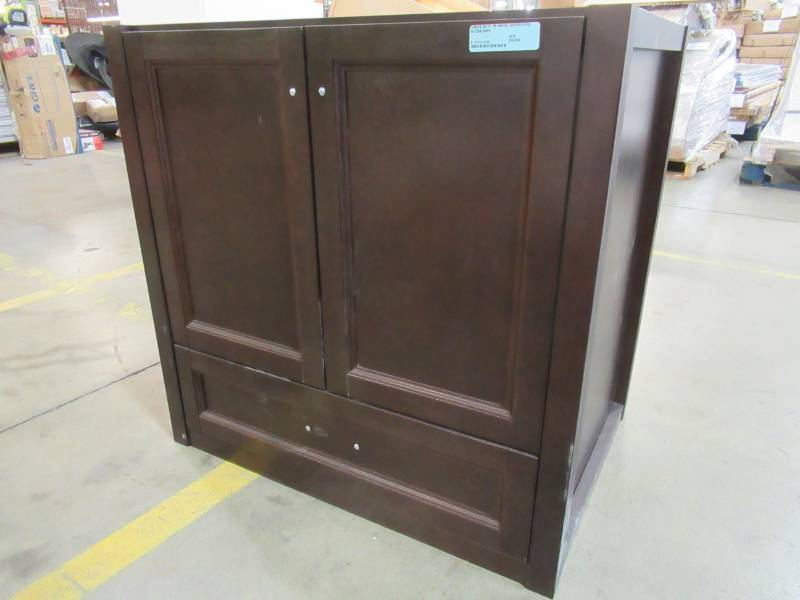 lot 262 image: Home Decorators Collection Claxby 30 in. W Vanity Cabinet Only in Chocolate, CBBD30-CH
