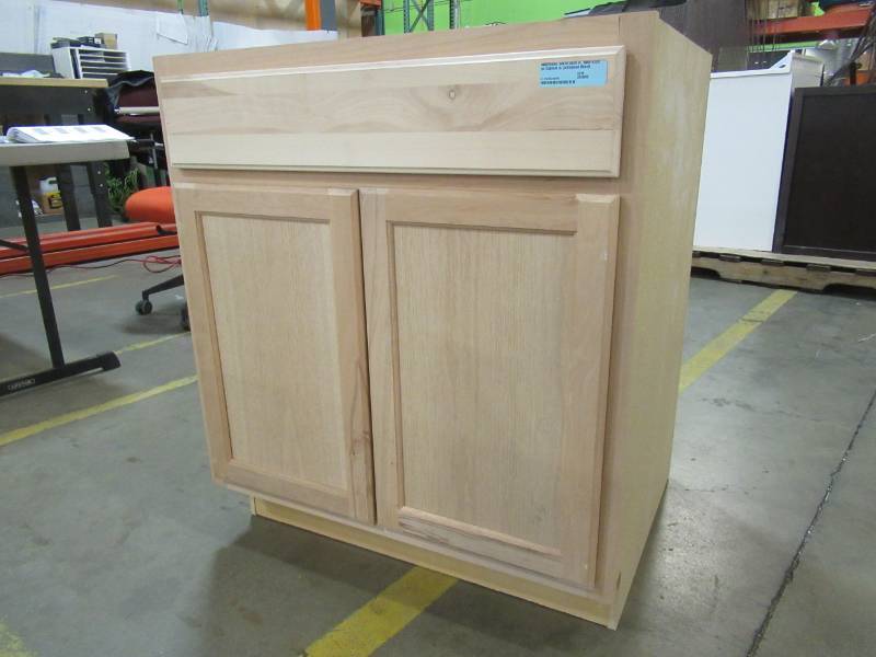 lot 263 image: Assembled 30 x 34.5 x 24 in. Base Kitchen Cabinet in Unfinished Beech, KB30-UF