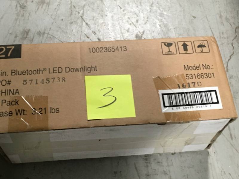 lot 3 image: Commercial Electric CE Bluetooth 4 White LED Recessed Trim  open box in like new condition