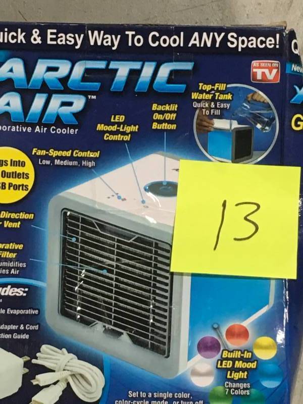 lot 13 image: ARCTIC AIR Compact 440 CFM 3-Speed Portable Evaporative Cooler for 45 sq. ft.  open box in like new condition