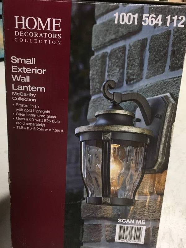lot 22 image: Home Decorators Collection McCarthy 1-Light Bronze Outdoor Wall Mount  open box in like new condition