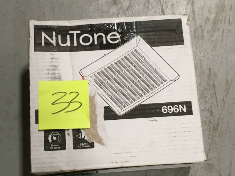 lot 33 image: NuTone 50 CFM WallCeiling Mount Bathroom Exhaust Fan  open box in like new condition