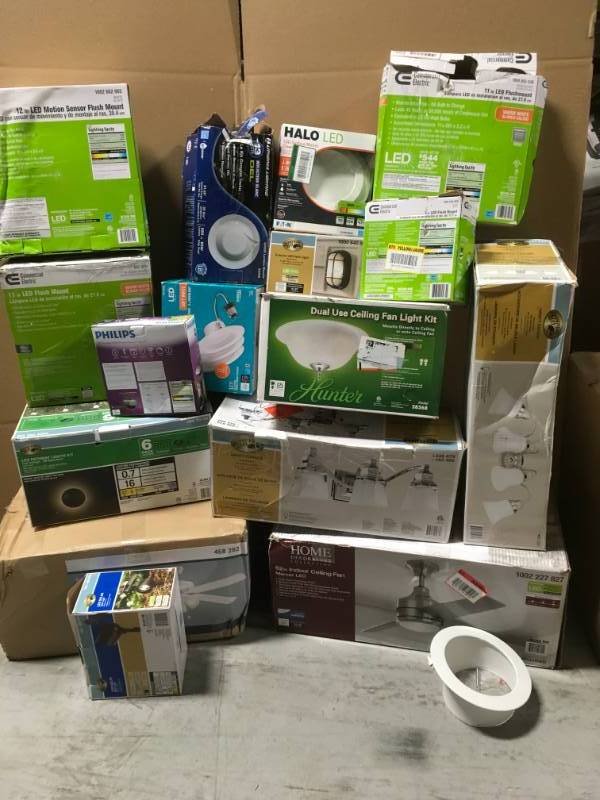 lot 47 image: LOT OF ASSORTED PRODUCTS FANS, LIGHTS, ETC.SOME MISSING PARTS SOME COMPLETE NOT TESTED
