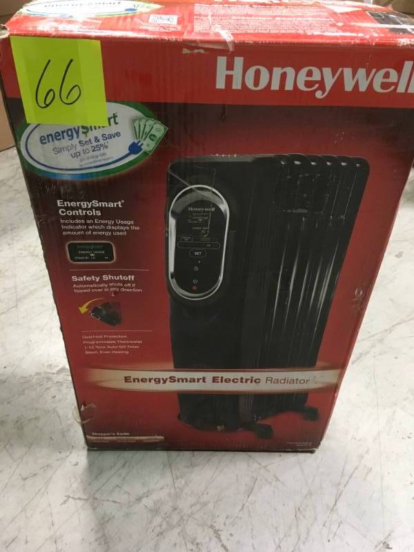 lot 66 image: Honeywell 1500-Watt Oil-Filled Radiant Portable Heater with EnergySmart Electric Radiator not used