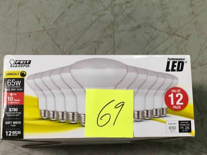 lot 69 image: Feit Electric BR30DM10KLEDMP12 650 lm 2700K Dimmable LED BR30 not used