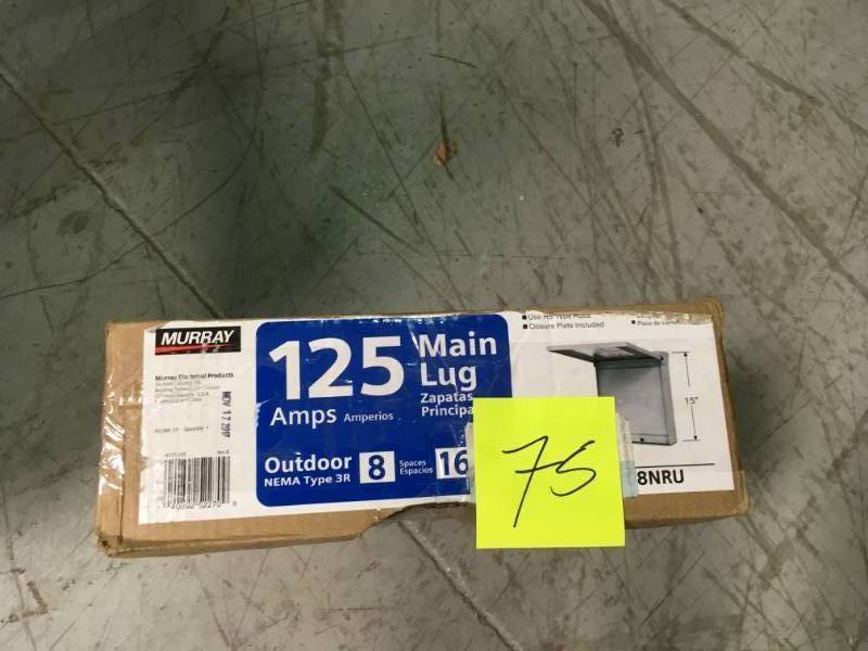 lot 75 image: Murray 125 Amp 8-Space 16-Circuit Outdoor Load Center