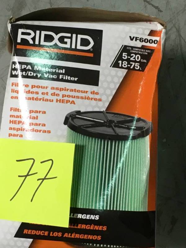 lot 77 image: RIDGID 5-Layer Allergen Pleated Paper Filter for 5.0 Plus Gal. RIDGID WetDry Vacs