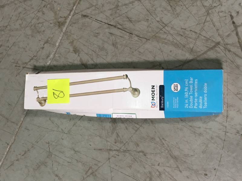 lot 81 image: MOEN Banbury 24 in. Double Towel Bar in Spot Resist Brushed Nickel  open box in like new condition