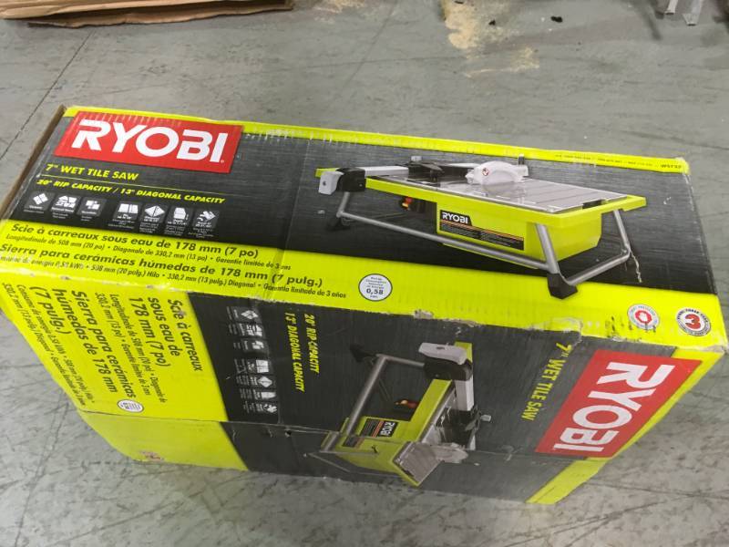 lot 21 image: Ryobi 7 in. 4.8 Amp Tabletop Tile Saw USED in good condition
