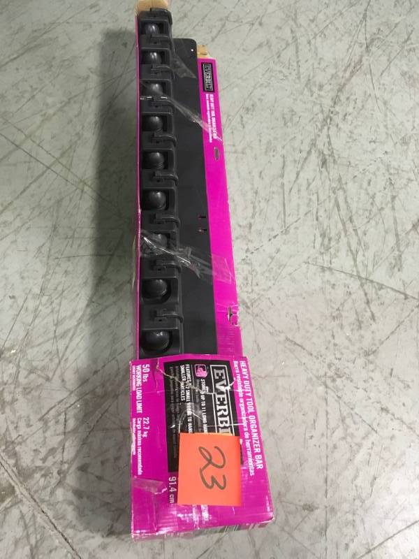 lot 23 image: Everbilt 36 in. 12-Compartment Wall Mounted Tool Small Parts Organizer open box in like new condition
