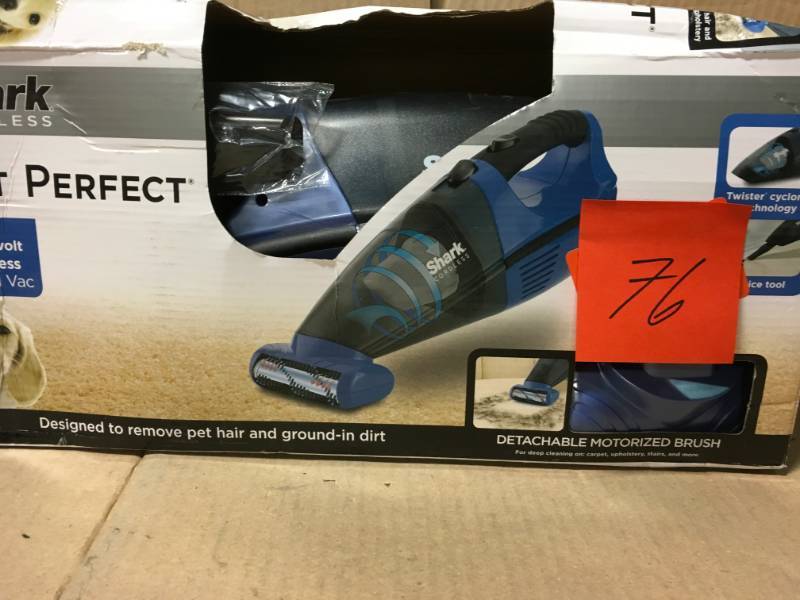 lot 76 image: Shark Cordless Pet Perfect Handheld Vacuum open box in like new condition