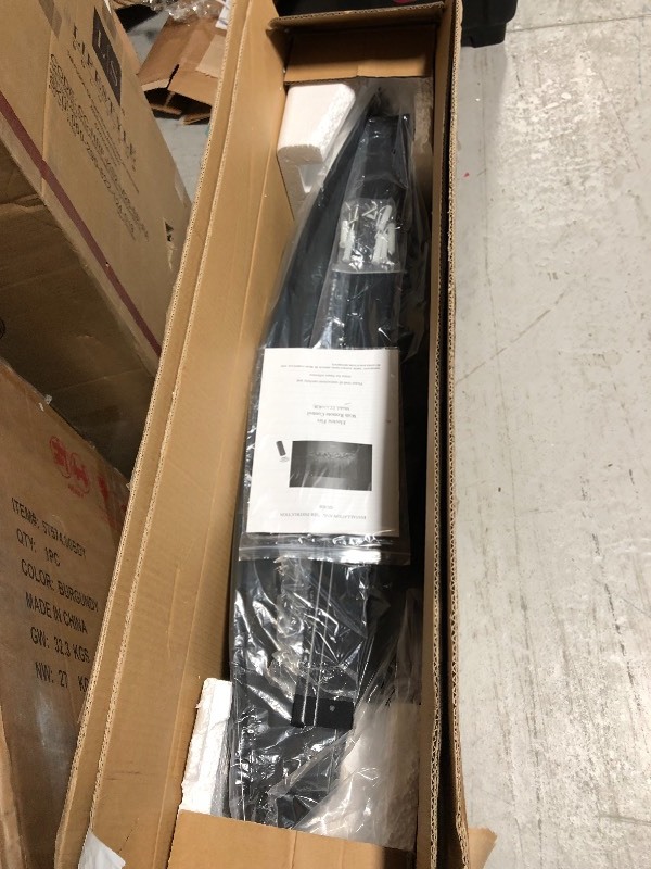 lot 104 image: AKDY 36 in. Wall Mount Electric Fireplace Heater in Black with Curved Tempered Glass, Pebbles, Logs and Remote Control IN GOOD CONDITIONS
