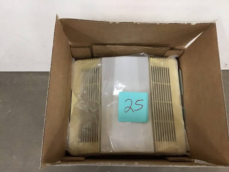 lot 25 image: NuTone 50 CFM Ceiling Bathroom Exhaust Fan with Light USED in good condition