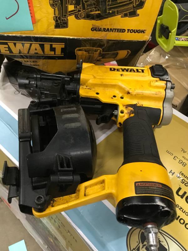 lot 75 image: DEWALT Pneumatic 15-Degree Coil Roofing Nailer in good condition