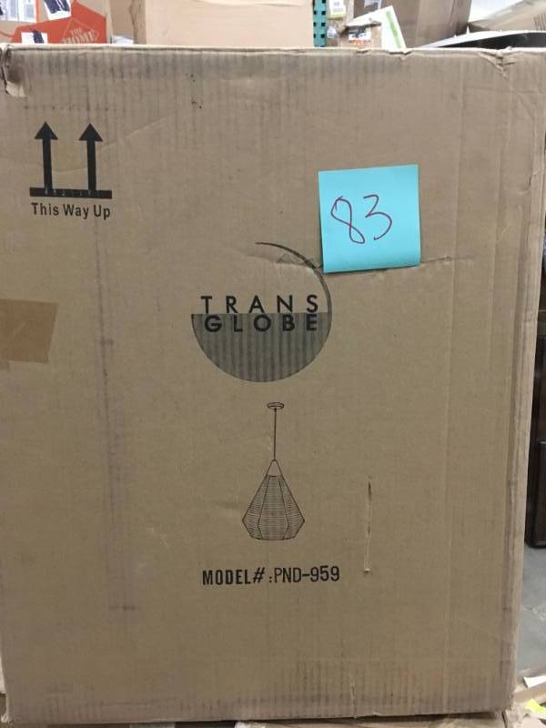 lot 83 image: Transglobe 1-Light Polished Chrome Interior Pendant with Acrylic Wire Shade not used
