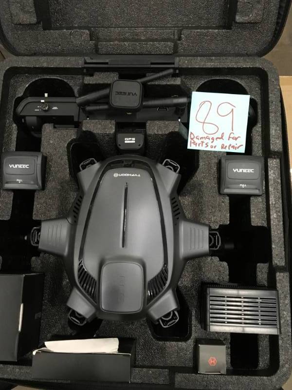 lot 89 image: YUNEEC Typhoon H Hexacopter with Intel RealSense, GCO3 4K Camera, Wizard Wand DAMAGED FOR PARTS OR REPAIR see pictures