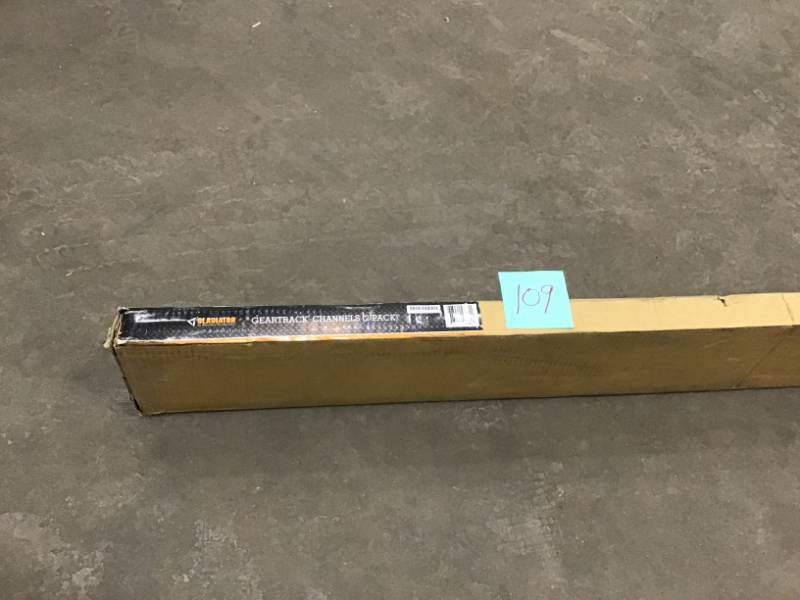 lot 109 image: Gladiator 48 in. W Garage Wall Storage GearTrack Channel (2-pack) open box in like new condition