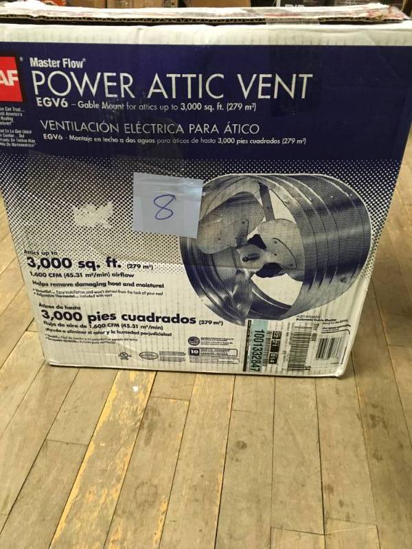 Master Flow Egv6 Usa Power Attic Gable Ventilator open box in good condition