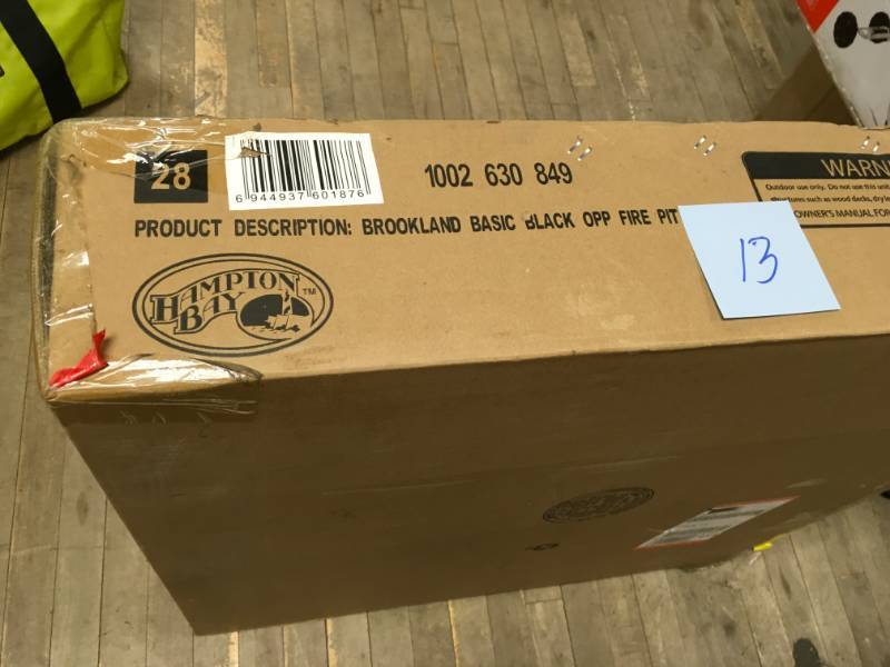 Hampton Bay 30 in. Brookland Black Firepit open box in good condition