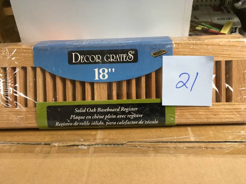 Decor Grates 3-34 in. x 18 in. Wood Louvered FloorWall Register, Natural Solid Oak open box in good condition