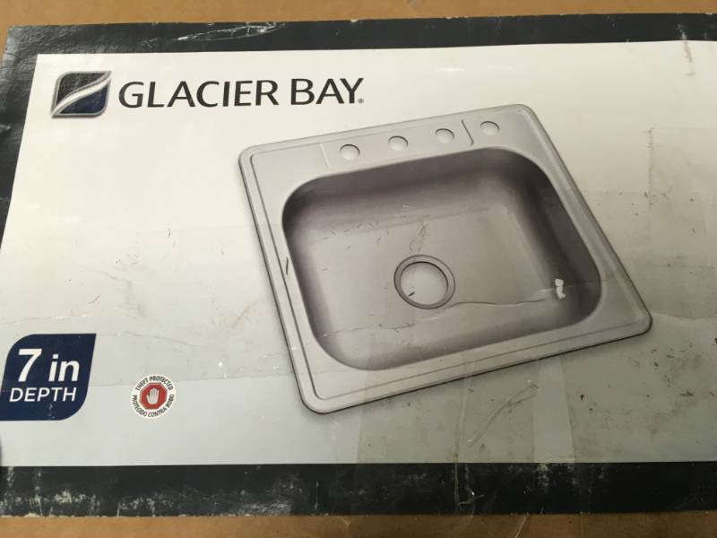Glacier Bay Drop-In Stainless Steel 25 in. 4-Hole Single Bowl Kitchen Sink open box in good condition