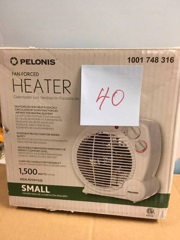 Pelonis 1,500-Watt Fan Compact Personal Electric Portable Heater with Thermostat open box in good condition