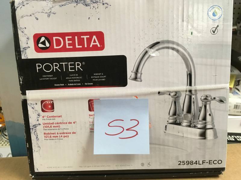 Delta Porter 4 in. Centerset 2-Handle Bathroom Faucet in Chrome open box in good condition