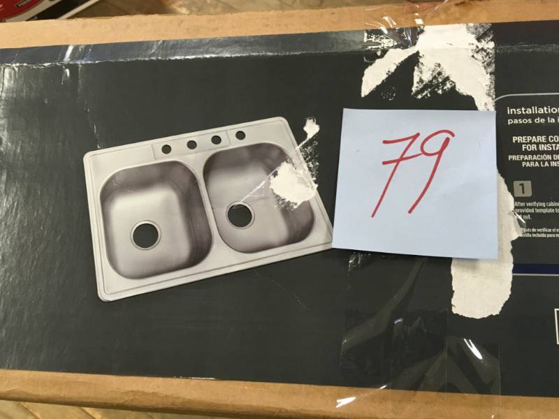 Glacier Bay Drop-In Stainless Steel 33 in. 4-Hole Double Bowl Kitchen Sink open box in good condition