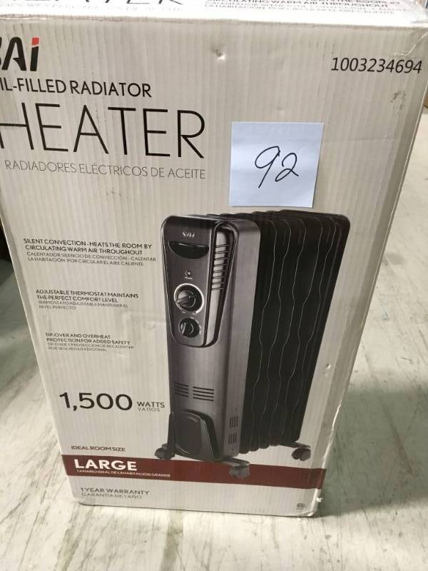 SAI 1,500-Watt Digital Eco-Fin Oil-Filled Radiator with 7-Fins open box in good condition