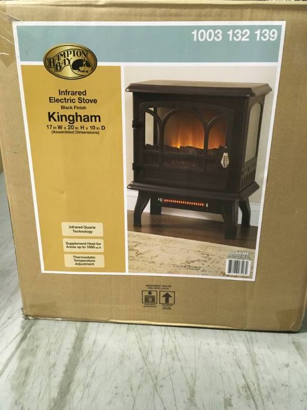 Hampton Bay Kingham 1,000 sq. ft. Panoramic Infrared Electric Stove in Black with Electronic Thermostat open box in good condition