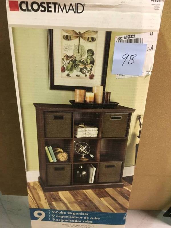 ClosetMaid 37 in. x 39 in. Mahogany 9-Cube Organizer not used