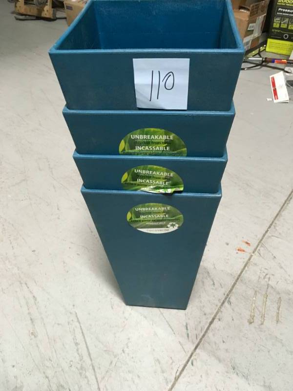 Tierra Verde Sonata 10 in. x 20 in. Teal Rubber Self-Watering Planter LOT OF 4 not used