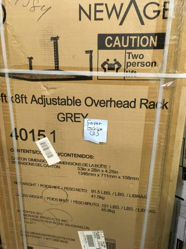 QTY OF 2 NewAge Products Performance 96 in. L x 48 in. W x 42 in. H Adjustable VersaRac Ceiling Storage Rack in Gray