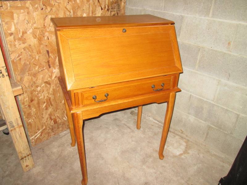 lot 12 image: Wood Cabinet Desk 43 H x 29.5 W x...