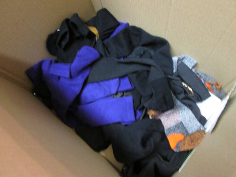 lot 23 image: Box of Misc Clothing Shirts Pants S...