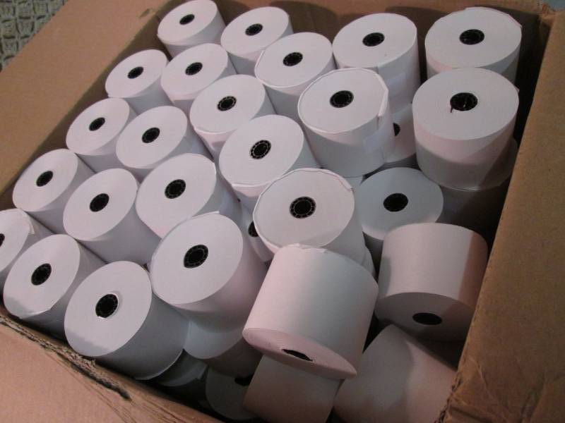 lot 36 image: Case of 100 Adding Machine Paper Ro...