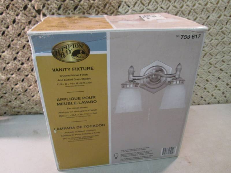 lot 50 image: Hampton Bay 2-Light Brushed Nickel ...