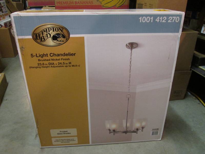 lot 54 image: Hampton Bay 5-Light Chandelier Brus...