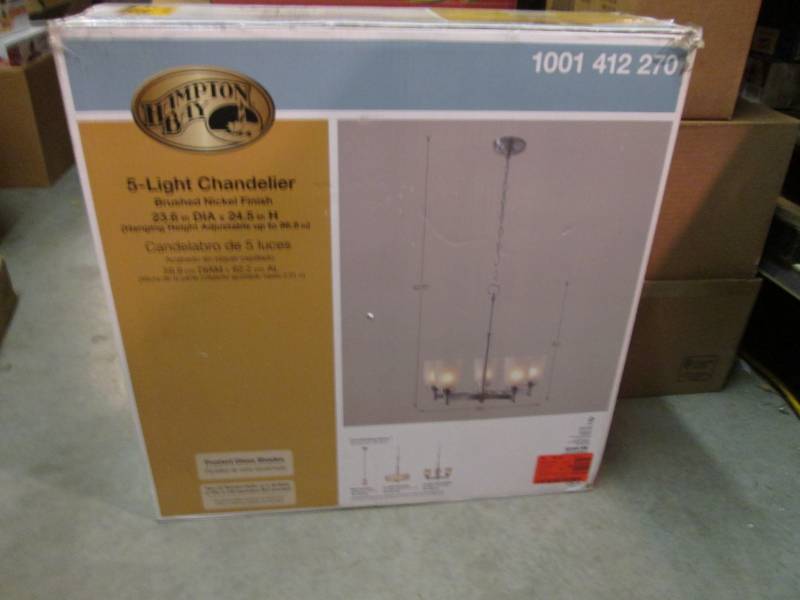 lot 55 image: Hampton Bay 5-Light Chandelier Brus...