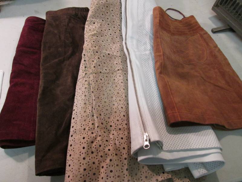 lot 139 image: Lot of 5 Misc Leather Skirts Variou...