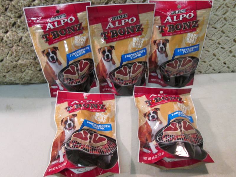 lot 156 image: 5 Bags of Purina Alpo T-Bonz Dog Tr...