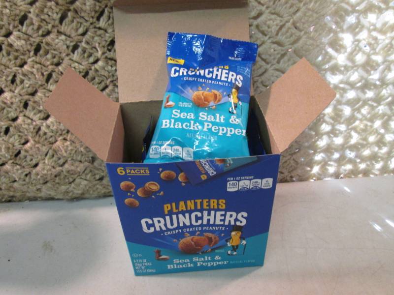lot 182 image: Box with 6 Bags of Planters Crunche...